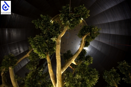 Montage de l'arbre au Gasometer d'Oberhausen.