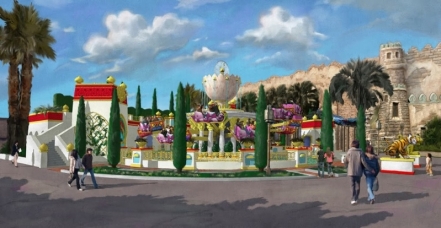 Concept art of Jasmine's Flying Carpets