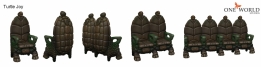Concept-art de sièges en forme de tortue