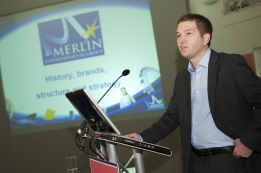 Nick Varney, CEO of Merlin Entertainments Group Ltd, speaks at the first Euro Attractions Show Leadership Breakfast
