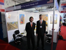 Chad Miller and Korey Kiepert at the Euro Attractions Show 2011 in London, first European trade show for The Gravity Group