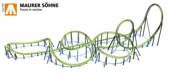 Layout du second FlyingLaunch Coaster actuellement en projet pour un parc d'attractions à Ningbo en Chine.