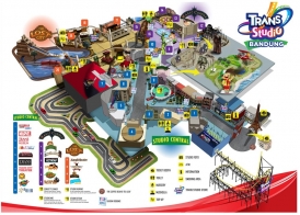 Plan de TransStudio Bandung avec l'attraction TransCars Racing dans le bas à gauche.