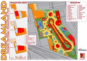 Un des nombreux plans conceptuels réalisés pour Dreamland en Angleterre. Ce dernier a beaucoup évolué dans le temps.