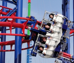 Zoom on the Volare rollercoaster at Coney Island.