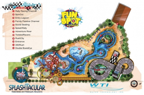 A concept-art of the waterpark layout shows that SplashTacular will deliver a dozen of slides including the brand new Double Bowlseye, a 360Rush and a SplashRally.