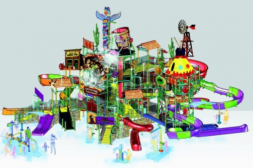 Wild West Water Works sera une structure de jeux aquatiques de type AquaPlay RainFortress fournie par WhiteWater