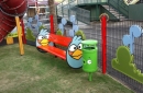 Angry Birds is everywhere including benches, bins and fences.