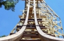 View of the 81-degree first drop from the ground