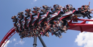 The flagship product at Bolliger & Mabillard today is the Wing Coaster. Photo: X-Flight at Six Flags Great America)