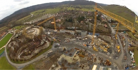 Vue aérienne du chantier prise début février. L'ouverture de l'attraction est prévue pour le mois de juin.